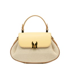 Sac à main femme 042g jaune beurre + raphia