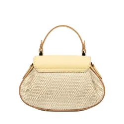 Sac à main femme 042g jaune beurre + raphia