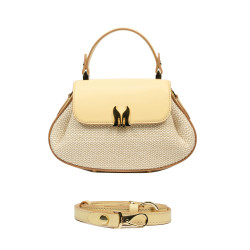 Sac à main femme 042g jaune beurre + raphia