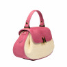 Sac à main pour femme 042g en daim rose framboise + raphia