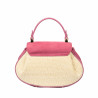 Sac à main pour femme 042g en daim rose framboise + raphia