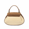 Sac à main pour femme 042g en daim marron + raphia