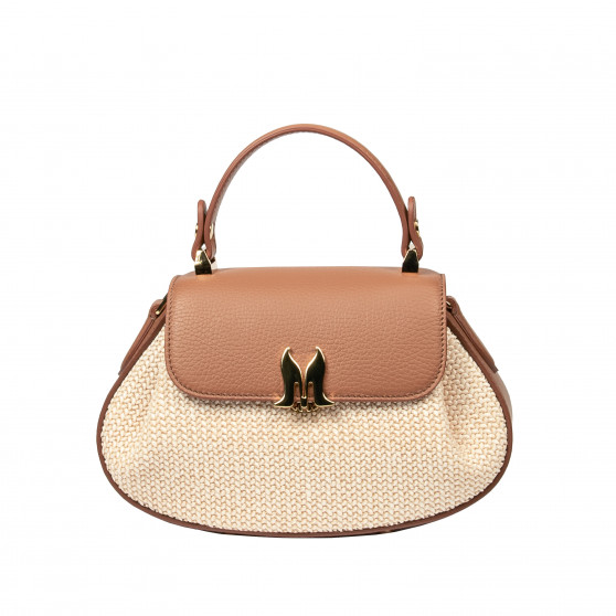Sac à main pour femme 042g camel biz + raphia Sac à main pour femme 042g camel biz + raphia