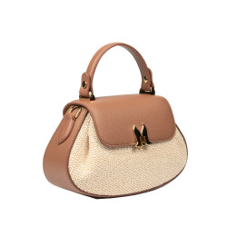 Sac à main pour femme 042g camel biz + raphia