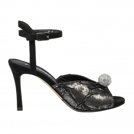 Sandales femme 1329 velours noir combiné