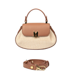 Sac à main pour femme 042g camel biz + raphia