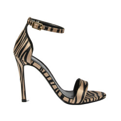Sandales femme 1349 satin zèbre beige