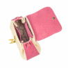 Sac à main pour femme 042g en daim rose framboise + raphia
