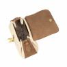Sac à main pour femme 042g en daim marron + raphia