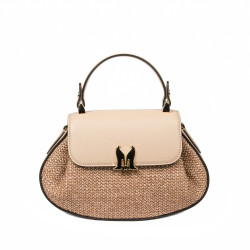 Sac à main pour femme 042g latte + raphia caramel