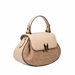 Sac à main pour femme 042g latte + raphia caramel
