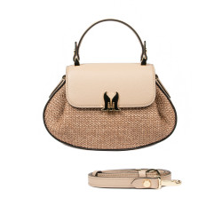 Sac à main pour femme 042g latte + raphia caramel