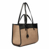 Sac de plage pour femme 045g 01 noir napa+raphia caramel