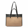 Sac de plage pour femme 045g 01 noir napa+raphia caramel