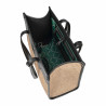 Sac de plage pour femme 045g 01 noir napa+raphia caramel