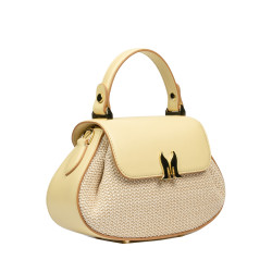 Sac à main femme 042g jaune beurre + raphia