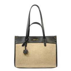Sac de plage pour femme 045g noir napa+raphia