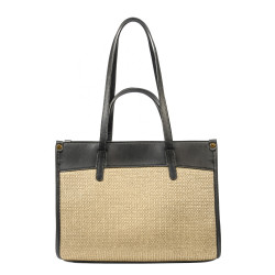 Sac de plage pour femme 045g noir napa+raphia