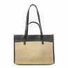 Sac de plage pour femme 045g noir napa+raphia