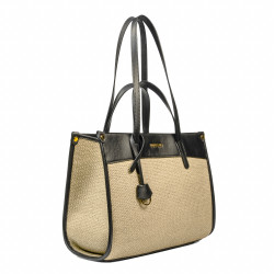 Sac de plage pour femme 045g noir napa+raphia