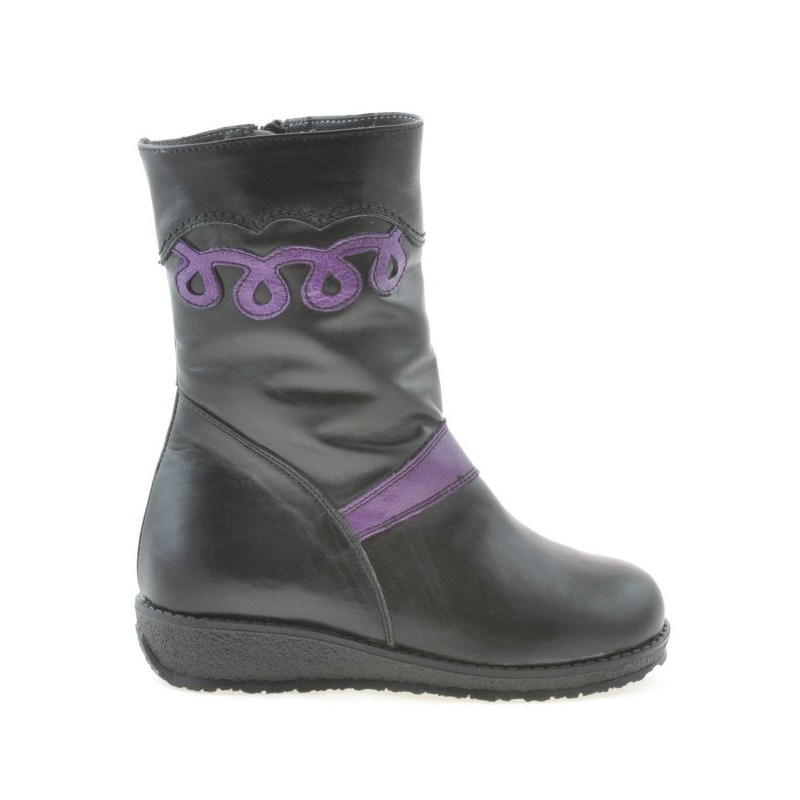 Bottes petit enfant 23c noir+violet