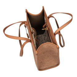 Sac de plage femme 045g camel+raphia caramel