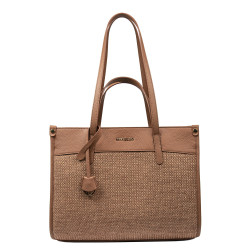 Sac de plage femme 045g camel+raphia caramel