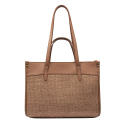 Sac de plage femme 045g camel+raphia caramel