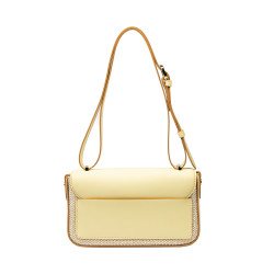 Sac à main pour femme à bandoulière 046g jaune beurre + raphia