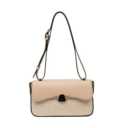 Sac à main femme d'épaule 046g nude+raphia