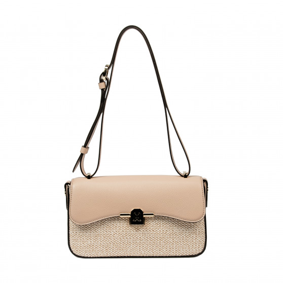Sac à main femme d'épaule 046g nude+raphia
