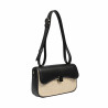 Sac à main femme à bandoulière 046g 01 noir napa+raphia