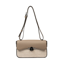 Sac à main femme bandoulière 046g 01 cappuccino+raphia