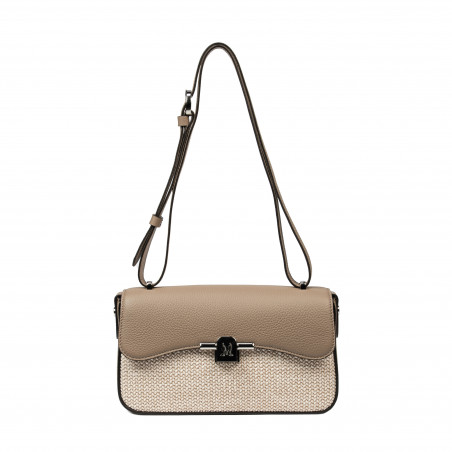 Sac à main femme bandoulière 046g 01 cappuccino+raphia
