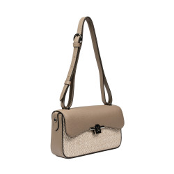 Sac à main femme bandoulière 046g 01 cappuccino+raphia