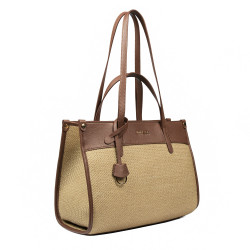 Sac de plage femme 045g marron cognac+raphia