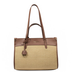 Sac de plage femme 045g marron cognac+raphia
