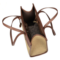 Sac de plage femme 045g marron cognac+raphia