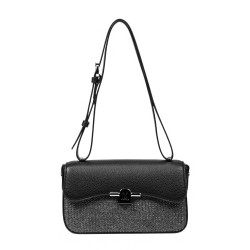 Sac à main pour femme bandoulière 046g 01 noir+rattan noir