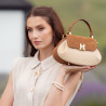 Sac à main pour femme 042g en daim marron + raphia