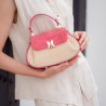 Sac à main pour femme 042g en daim rose framboise + raphia lifestyle