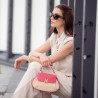 Sac à main pour femme 042g en daim rose framboise + raphia lifestyle