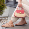 Sac à main pour femme 042g en daim rose framboise + raphia lifestyle