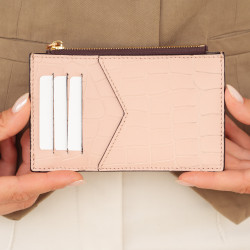 Porte-carte 209g croco rose poudré lifestyle