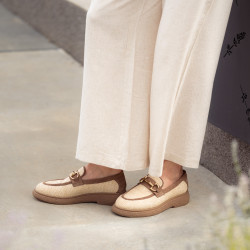 Chaussures casual femme 6092 raphia beige combiné lifestyle
