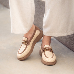 Chaussures casual femme 6092 raphia beige combiné lifestyle