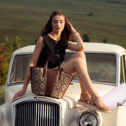 Sac de plage pour femme 044g raphia cacao lifestyle