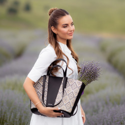 Sac de plage femme 044g 01 raphia noir lifestyle