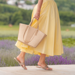 Sac de plage pour femme 044g nude+raphia lifestyle