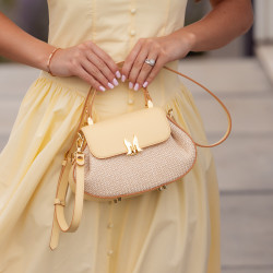 Sac à main femme 042g jaune beurre + raphia lifestyle